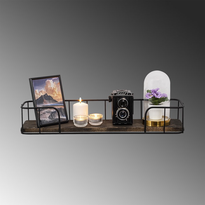 Hanah Home Syringa Estantería de Pared Industrial Negro y Nogal Oscuro